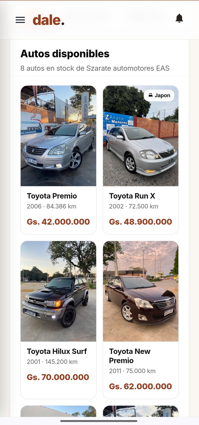 Stock de autos publicados en Dale