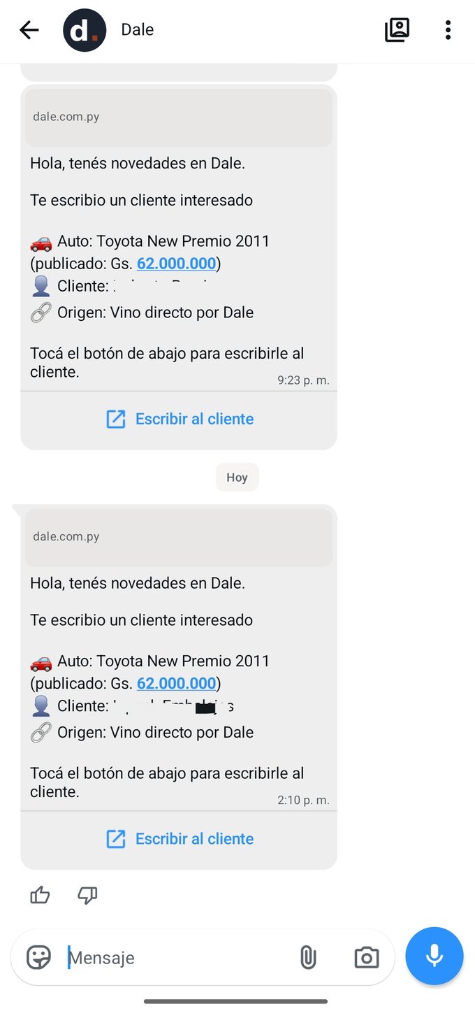 Aviso de cliente nuevo por WhatsApp